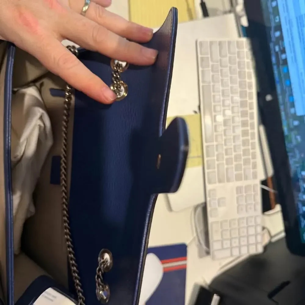 Gucci Interlocking G Blue Leather Shoulder Bag